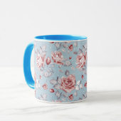 Eleganztapetenmuster von rosa Rosen 2 Tasse (Vorderseite Links)