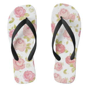 Eleganztapetenmuster von rosa Rosen 3 Badesandalen