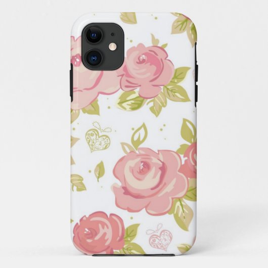 Eleganztapetenmuster von rosa Rosen 3 Case-Mate iPhone Hülle (Rückseite)