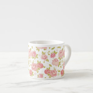 Eleganztapetenmuster von rosa Rosen 3 Espressotasse