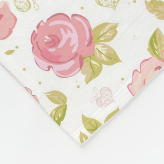 Eleganztapetenmuster von rosa Rosen 3 Fleecedecke (Ecke)