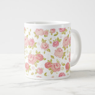 Eleganztapetenmuster von rosa Rosen 3 Jumbo-Tasse