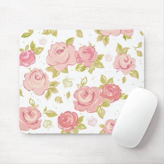Eleganztapetenmuster von rosa Rosen 3 Mousepad (Mit Mouse)