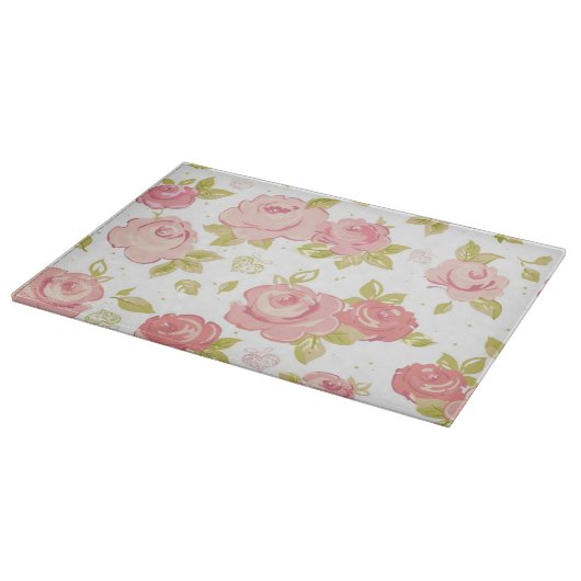 Eleganztapetenmuster von rosa Rosen 3 Schneidebrett (Ecke)