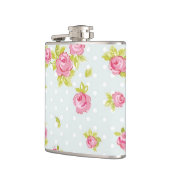 Eleganztapetenmuster von rosa Rosen 4 Flachmann (Links)