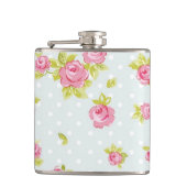 Eleganztapetenmuster von rosa Rosen 4 Flachmann (Vorderseite)