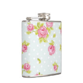 Eleganztapetenmuster von rosa Rosen 4 Flachmann (Rechts)