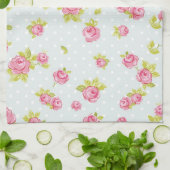 Eleganztapetenmuster von rosa Rosen 4 Geschirrtuch (Gefaltet)