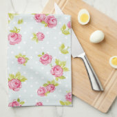 Eleganztapetenmuster von rosa Rosen 4 Geschirrtuch (Viertel Falte)