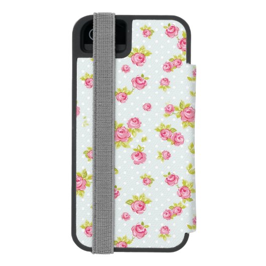 Eleganztapetenmuster von rosa Rosen 4 Incipio iPhone Geldbeutel-Hülle (Folio Rückseite)
