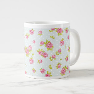 Eleganztapetenmuster von rosa Rosen 4 Jumbo-Tasse