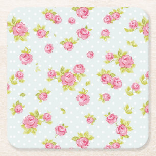 Eleganztapetenmuster von rosa Rosen 4 Rechteckiger Pappuntersetzer