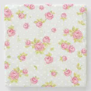 Eleganztapetenmuster von rosa Rosen 4 Steinuntersetzer