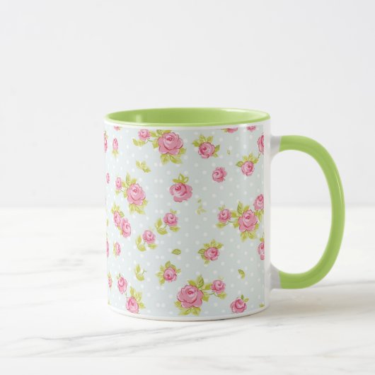 Eleganztapetenmuster von rosa Rosen 4 Tasse (Rechts)