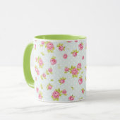 Eleganztapetenmuster von rosa Rosen 4 Tasse (Vorderseite Links)