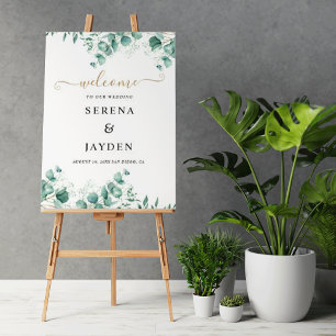 ELegen Eucalyptus Greenery Wedding Welcome Sign Poster