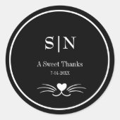 Elegent Black cat Wedding Initial Runder Aufkleber (Vorderseite)