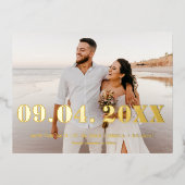 Elegent & Chic Bold Letter Wedding speichern Sie d Folie Einladungspostkarte (Vorderseite)