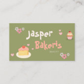 Elegent Chic Green Daisy Cute Bakery Visitenkarte (Vorderseite)