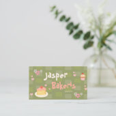 Elegent Chic Green Daisy Cute Bakery Visitenkarte (Stehend Vorderseite)