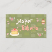 Elegent Chic Green Daisy Cute Bakery Visitenkarte (Vorderseite)