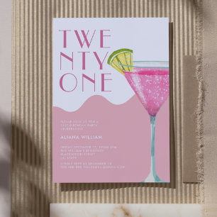 Elegent Chic Pink Cocktail 21. Geburtstag Einladung