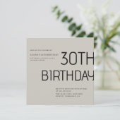 Elegent einfache schwarz-weiße Spur 30. Geburtstag Einladung (Stehend Vorderseite)