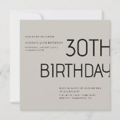 Elegent einfache schwarz-weiße Spur 30. Geburtstag Einladung (Vorderseite)