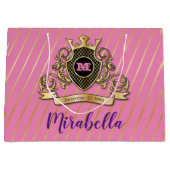 Elegent-Gol- und rosa-Monogramm-Design Große Geschenktüte (Vorderseite)