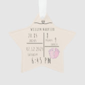 Elegent Minimal Baby Name Script & Birth Stats Ornament (Vorderseite)