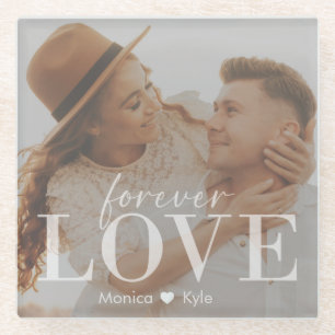 Elegent Modern Forever Love Couple Foto Untersetze Glasuntersetzer