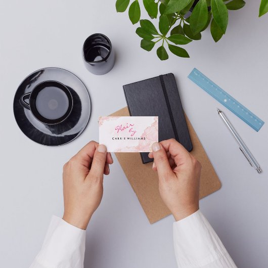 Elegent Professional Minimal Pink Hair Stylist Visitenkarte