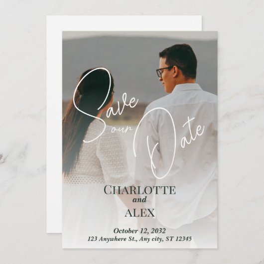 Elegent Save the Date Announcement Dankeskarte (Vorne/Hinten)