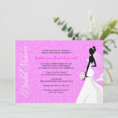 Elegente Silhouette Bridal Dusche Einladung (Stehend Vorderseite)