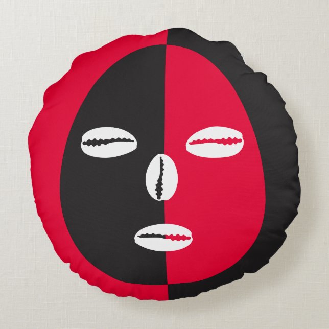 Eleggua 2 Gesicht Rundes Kissen (Rückseite)