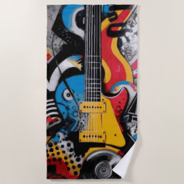 Elegische Pop-Art-Rockmusik-Gitarre im Streetstyle Strandtuch