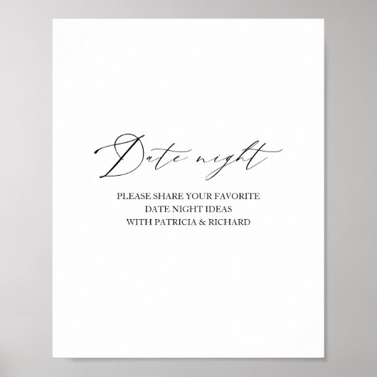 Elegnat Brautparty Date Night Jar Sign Poster (Vorne)