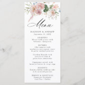 Elegnat Romantic Watercolor Floral Wedding Menükarte (Vorderseite)