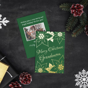 Elegnat Vintag Green Frohe Weihnachtsgroßmutter Folien Feiertagskarte