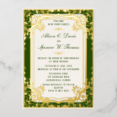 Elegrant Green Wedding Folieneinladung (Vorderseite)