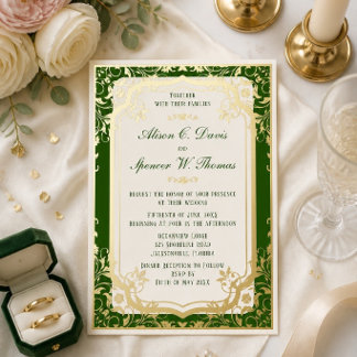 Elegrant Green Wedding Folieneinladung