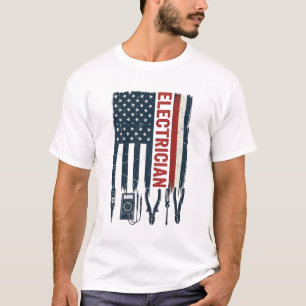 Elektriker Amerikanische Flagge Vintage Vektor Des T-Shirt