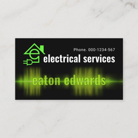 Elektriker Brief-E Strom abfangen Visitenkarte (Vorderseite)