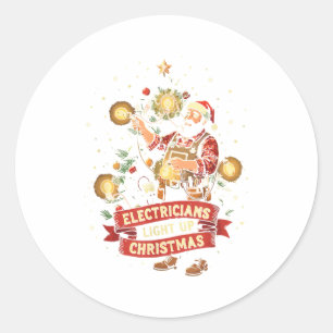 Elektriker erhellt Weihnachten Lustiger Vater Runder Aufkleber