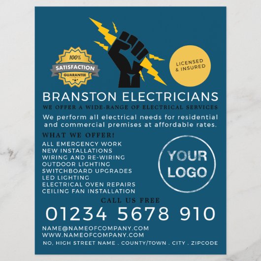 Elektriker Faust, Elektrische Werbung Flyer (Vorne)