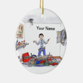 Elektriker - Frau Keramik Ornament (Rechts)