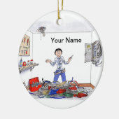 Elektriker - Frau Keramik Ornament (Links)