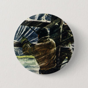 Elektriker im Vintage-Look bei der Arbeit im Schne Button