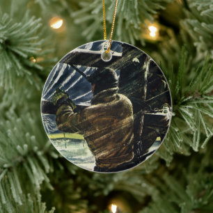 Elektriker im Vintage-Look bei der Arbeit im Schne Keramikornament