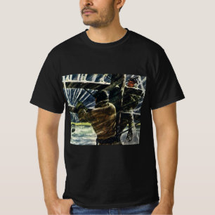 Elektriker im Vintage-Look bei der Arbeit im Schne T-Shirt